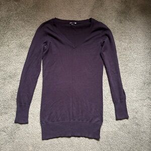 H&M Black Long Sleeve V-Neck Cotton Blend Knit Sweater Top - Size XS